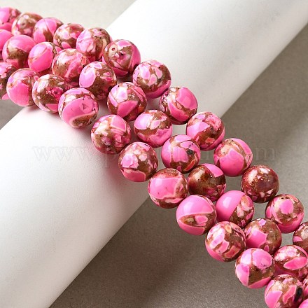 Нити окрашенных бусин из натурального магнезита G-L617-D01-8mm-06-1