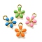 Brass Charms, with Enamel, Cadmium Free & Nickel Free & Lead Free, Flower Charms, Real 18K Gold Plated, Mixed Color, 11.5x8.5x2mm, Hole: 1.6mm