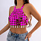 Plastic Sequin Body Chain for Women, Sexy Beach Bikini Circular Dress, Magenta, 890mm