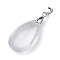 Natural Quartz Crystal Gemstone Pendants, with Alloy Findings, Teardrop, Platinum, 23~24x14~15x8~9mm, Hole: 4x5mm