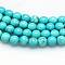 Natural Magnesite Beads Strands, Dyed, Round, Turquoise, 8mm, Hole: 1mm, about 38~40pcs/strand, 15.5 inch