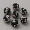 Polymer Clay Rhinestone Beads, Pave Disco Ball Beads, Round, Jet, 10mm, Hole: 1.8mm