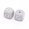 Silicone Beads, Cube with Letter.O, Gray, 12x12x12mm, Hole: 2mm