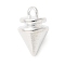 Alloy Pendants, Taper Charms, Lead Free & Nickel Free & Cadmium Free, Silver, 12x7.5x7.5mm, Hole: 1.6mm
