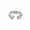 Brass Micro Pave Cubic Zirconia Cuff Rings, Open Rings for Women, Cadmium Free & Nickel Free & Lead Free, Heart, Real Platinum Plated, Clear, US Size 8(18.1mm)