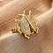 Brass Micro Pave Cubic Zirconia Adjustable Open Cuff Rings for Women, Cadmium Free & Lead Free, Insect, Real 18K Gold Plated, Inner Diameter: Adjustable, Tray: 22x19.5mm