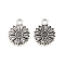 Tibetan Style Alloy Pendants, Flower Charms, Antique Silver, 16.5x13x2mm, Hole: 2mm