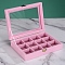 Flock with Glass Jewelry Display Box, Pearl Pink, 20x15x5cm