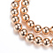 Electroplate Non-magnetic Synthetic Hematite Bead Strands, Round, Light Gold Plated, 10x9mm, Hole: 1~1.5mm, about 44pcs/strand, 15.4 inch