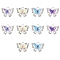 10Pcs Alloy Pendants, Butterfly, with Rhinestone and Resin, Silver, Mixed Color, 14x17x5mm, Hole: 2mm