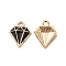 Alloy Enamel Pandants, Lead Free & Cadmium Free, Light Gold, Diamond Charm, Black, 15x12x2.5mm, Hole: 1.8mm