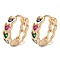 Rack Plating Brass Micro Pave Colorful Cubic Zirconia Hoop Earrings for Women, Heart, Light Gold, 14x4.5mm