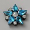Rhinestone Thread Iron on/Sew On Patches, with Gum, Cloth Appliques, Star, Indicolite, 31x32x8mm