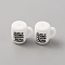 Cup with Word Pattern Silicone Beads, White, 20x22x16mm, Hole: 2mm, Inner Diameter: 8x4mm
