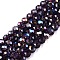 Electroplate Glass Beads Strands, AB Color Plated, Faceted, Rondelle, Indigo, 4x3mm, Hole: 0.4mm, about 105~110pcs/strand, 38~39cm