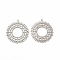 Non-Tarnish 304 Stainless Steel Pendants, With Jump Ring, Flat Round, Stainless Steel Color, 33x31x1mm, Hole: 1.5mm