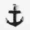 316 Surgical Stainless Steel Rhinestone Pendants, Anchor, Jet, 34.5x30x4mm, Hole: 10x5mm
