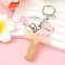 Resin & Acrylic & Faux Suede Tassel Keychain, with Alloy Clasp and Iron Rings, Letter T, 9.5cm