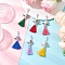 Angel Handmade Flower Printed Porcelain & Polycotton Tassel Pendant Decorations, with Zinc Alloy Lobster Claw Clasps, Mixed Color, 64mm