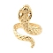 304 Stainless Steel Snake Open Cuff Rings, Real 14K Gold Plated, Inner Diameter: 17mm
