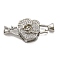 Brass Micro Pave Clear Cubic Zirconia Fold Over Clasps, Lead Free & Cadmium Free, Flower, Platinum, 36mm