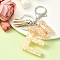 Resin & Acrylic Keychain, with Faux Suede Tassel Pendant & Alloy Findings, Letter E, 9.5cm