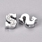 Alloy Slide Charms, with Crystal Rhinestone, Letter, Platinum, Letter.S, S: 12x8x4.5mm, Hole: 2x8mm