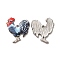Alloy Enamel Pandants, Lead Free & Cadmium Free, Platinum, Rooster Charm, Black, 23x19.5x2mm, Hole: 1.6mm