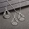 Bohemian Style Alloy Pendant Necklaces & Dangle Earrings Sets, Moon, 51x27mm