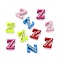 Spray Painted Zinc Alloy Slide Charms,with Crystal Rhinestone, Letter Slide Charms, Mixed Color, Letter.Z, 11.5~13mm