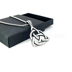 Винтажные ожерелья из нержавеющей стали с круглым кулоном в виде трикветра/троичного узла для мужчин и женщин&nbsp;XL4137