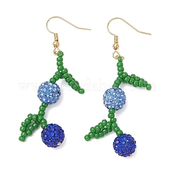 Серьги-подвески в виде диско-шариков с фруктами и паве&nbsp;EJEW-TA00632-02