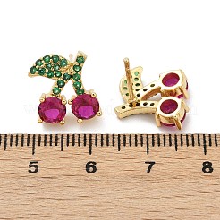 Серьги-гвоздики из вишневой латуни с микропаве из кубических цирконий&nbsp;EJEW-F895-26A-G