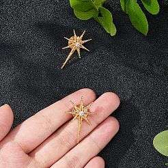 2 шт. латунные булавки для одежды с микропаве из прозрачного кубического циркония&nbsp;JEWB-FH0002-54G