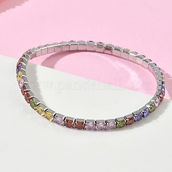 Теннисные браслеты для женщин из нержавеющей стали 304 с микропаве и разноцветными кубическими циркониями.&nbsp;BJEW-G779-02P