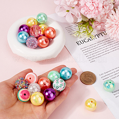 52шт набор акриловых круглых бусин 11 стилей&nbsp;OACR-SC0001-69