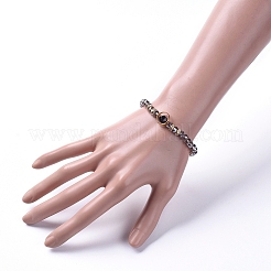 Эластичные браслеты из натурального черного агата (окрашенного) с драгоценными камнями&nbsp;BJEW-JB05025-05