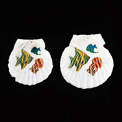 Большие подвески с принтом из натуральных пресноводных ракушек&nbsp;SHEL-N032-235-06