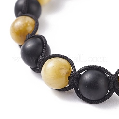 Набор плетеных браслетов из круглых каменных бусин&nbsp;BJEW-JB07260-03