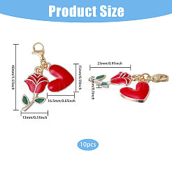 Подвеска в виде сердца и розы из сплава эмали&nbsp;HJEW-CA00043