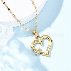 Ожерелье с подвеской из нержавеющей стали 201 для женщин&nbsp;NJEW-F335-02G-02