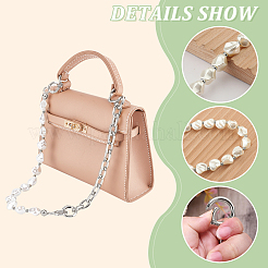 2 шт. 2 стильных акриловых ручек для сумок с имитацией жемчуга Кеши и алюминиевой цепочкой&nbsp;DIY-WR0002-69P