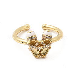 Латунные микропаве кубические цирконии манжеты открытые кольца для женщин&nbsp;RJEW-B160-08G-02