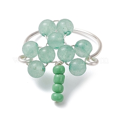 4 шт. 4 стильных кольца с драгоценными камнями в форме клевера&nbsp;RJEW-TA00224