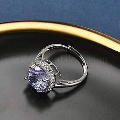 925 серебряное кольцо с кубическим цирконием в микропаве&nbsp;RJEW-B134-01A-04