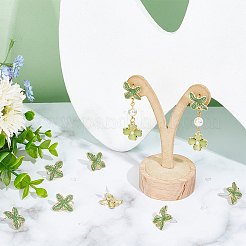 20 шт. фурнитура для сережек-гвоздиков из сплава с эмалью в виде листа&nbsp;ENAM-UN0001-02