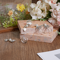 4 шт. 2 стильных стеклянных бутылки и подвесные украшения из АБС-пластика с имитацией жемчуга и сплава&nbsp;HJEW-DR00262