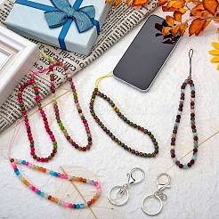 Брелок из синтетического малахита и железного сплава с застежкой в виде клешней&nbsp;HJEW-SW00007-21