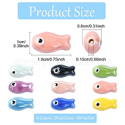 18шт 9 цвета фарфоровые керамические бусины ручной работы нити&nbsp;PORC-YW0001-16