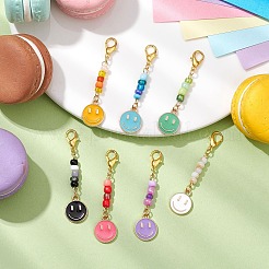 7 шт. эмалированный сплав с изображением улыбающегося лица&nbsp;HJEW-JM02500